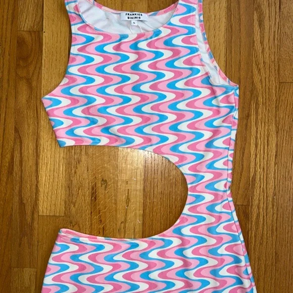 Frankie's Bikinis Pink and Blue Wave Dress - Picture 1 of 6